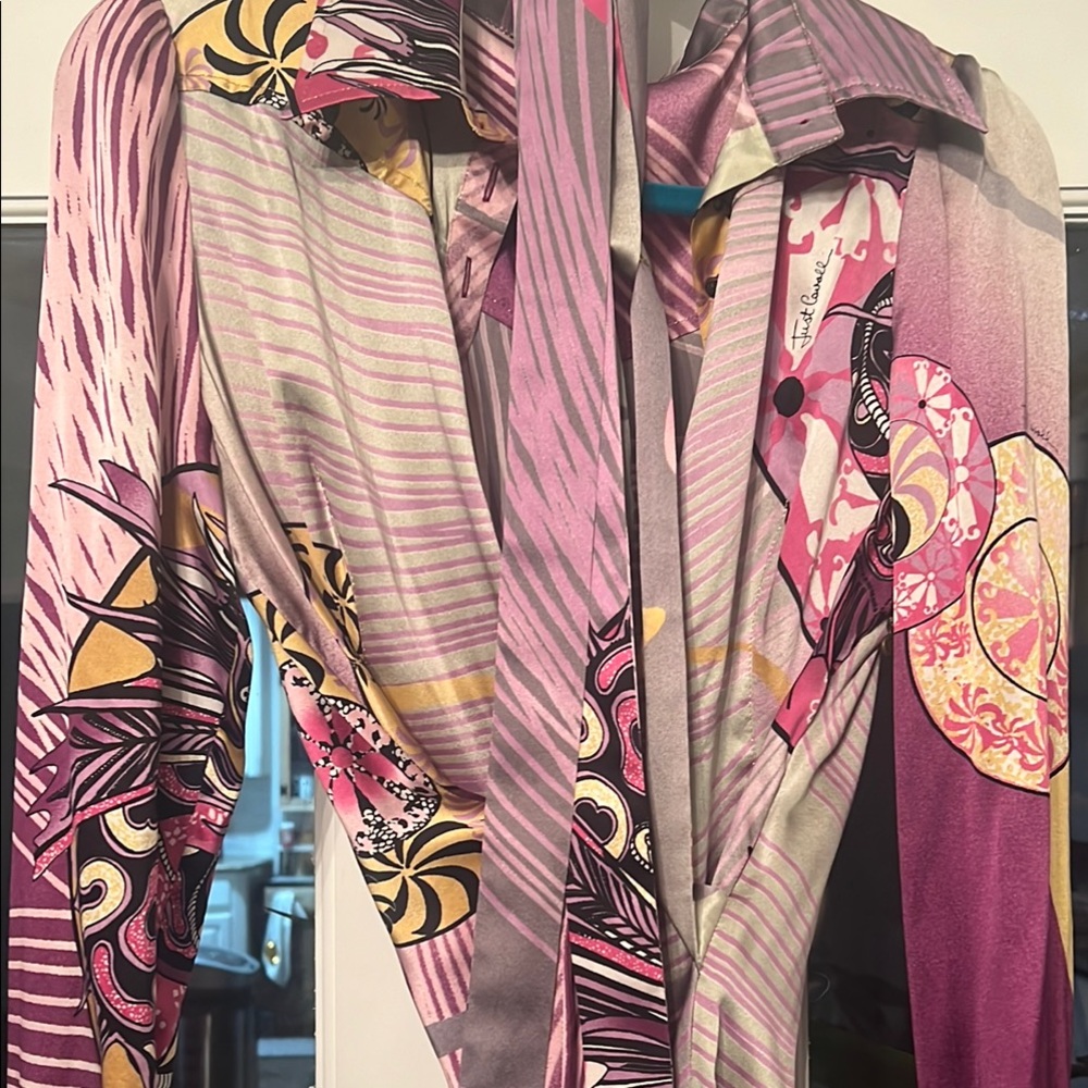 Roberto Cavalli Multicolor Silk Robe